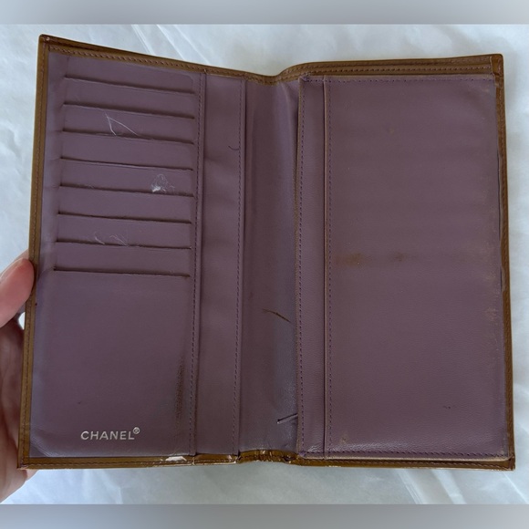 AUTHENTIC CHANEL Vintage 2000 Patent Leather Interlocking C CC Long Wallet y2k - Picture 10 of 16